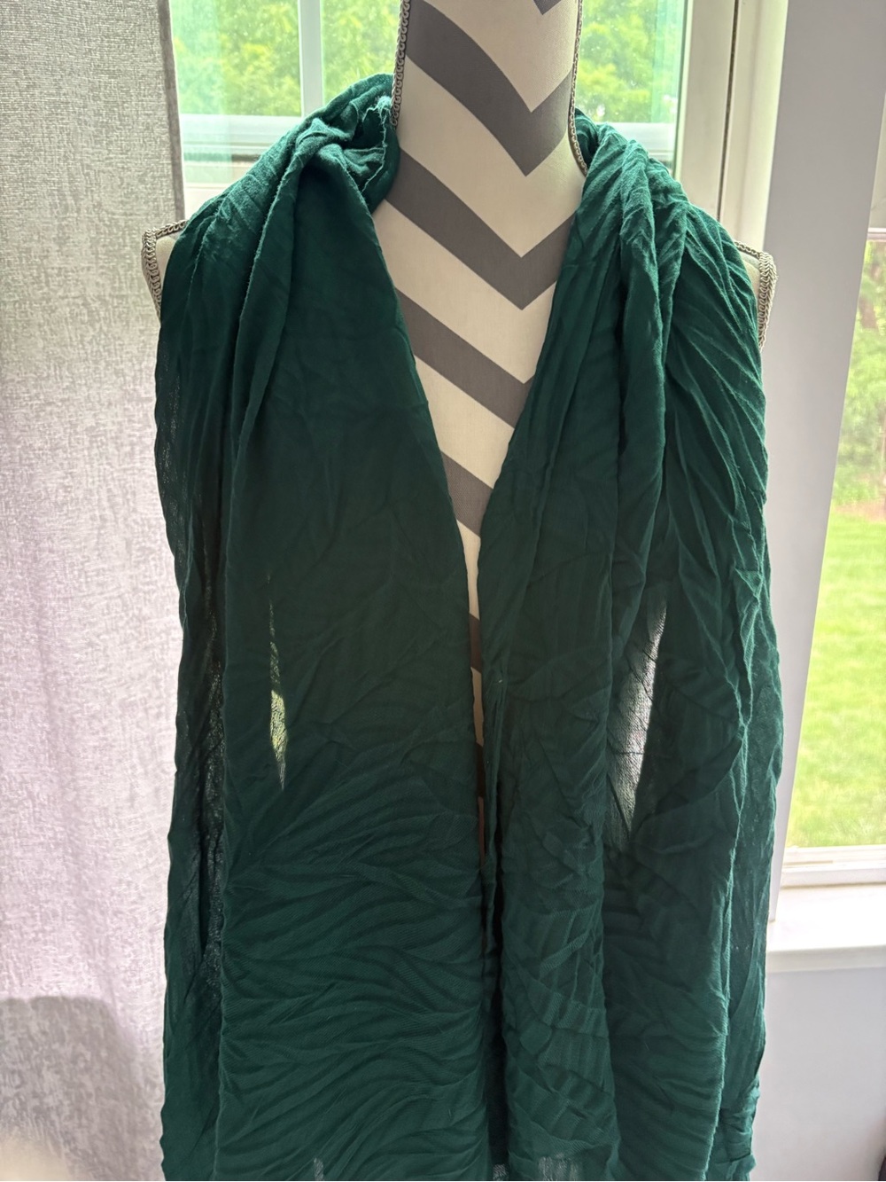 H&M Deep Green Crinkled Wrap Scarf